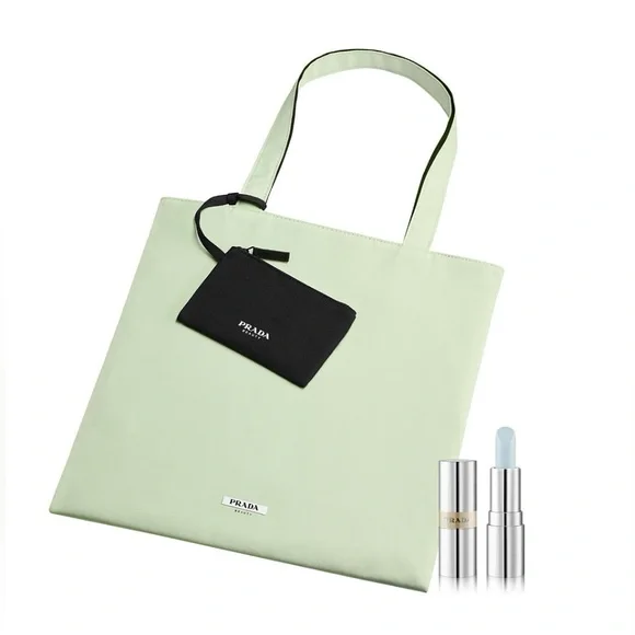 Prada Mint Green & Black Beauty Tote, Lip Balm, Lipstick and Hand Cream - Picture 2 of 10